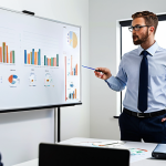 **

A confident business consultant standing in front of a whiteboard filled with data charts and graphs, presenting to a group of attentive executives. The scene is a modern, well-lit office. The consultant is using a laser pointer, emphasizing a specific data point related to a 20% increase in efficiency. Focus on conveying expertise, data-driven results, and a professional atmosphere. (Style: Realistic, Corporate Photography)

**