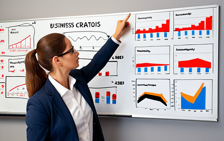 Business Scenario Analysis**
A consultant stands before a whiteboard covered in graphs, charts, and notes representing various business scenarios. They are pointing to a specific variable (e.g., a changing regulation shown as a rising curve) while explaining the potential impact to a diverse team of executives. The scene evokes a sense of problem-solving and strategic thinking.
**