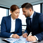 Business Consulting Scenario**

"A professional business consultant, fully clothed in a modest business suit, is meeting with a client in a modern office setting. They are reviewing charts and graphs on a tablet, discussing business strategy. The office has large windows with a cityscape view. Safe for work, appropriate content, perfect anatomy, natural proportions, professional, family-friendly, high quality."

**