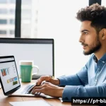 기업경영지도사로서 효과적인 시간 관리 - A modern Brazilian entrepreneur working in a bright, organized home office filled with natural light...