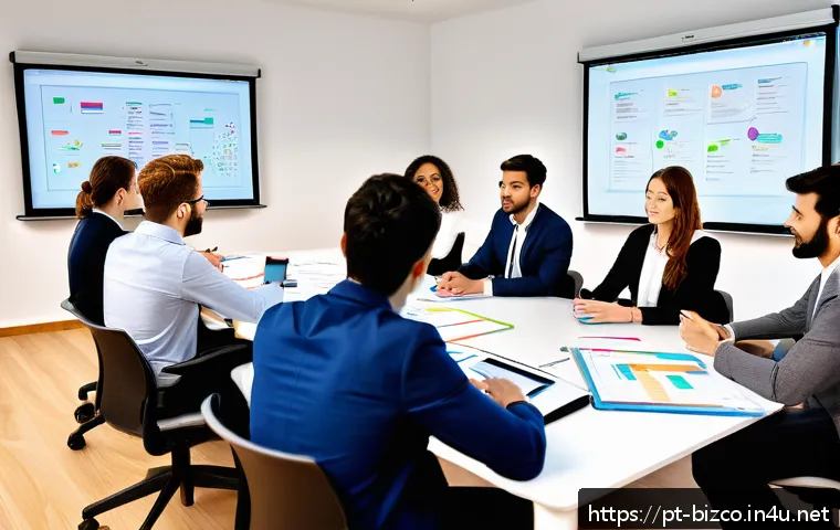 기업경영지도사 시험 준비 스터디 방법 - A diverse group of young adults sitting around a modern conference table in a bright, organized stud...