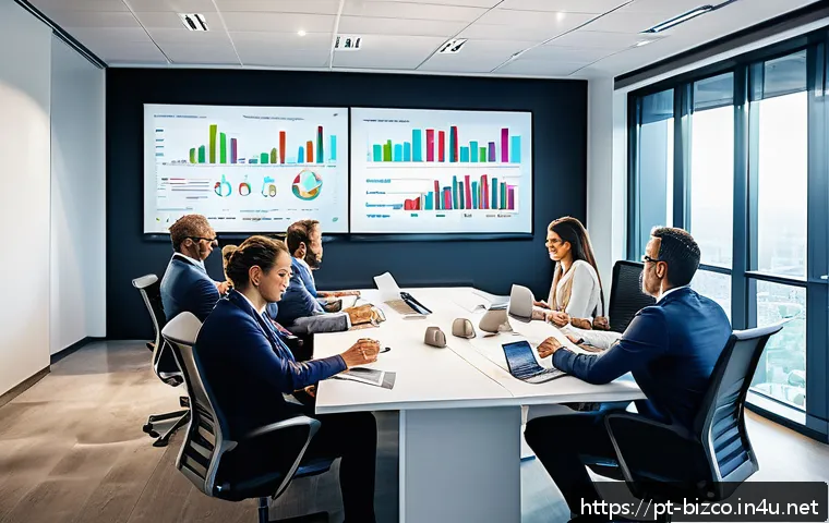 기업경영지도사와 리스크 관리 사례 - A modern office scene showing a diverse team of professionals engaged in a strategic planning meetin...